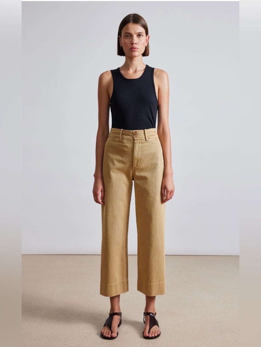 Apiece apart CHINO MERIDA PANT camel brown wide leg 100% cotton size 6